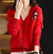 画像7: Women Mickey Mouse double-sided braided V-neck cardigan sweater　ミッキーマウスダブル編み込みVネックカーディガン セーター　 (7)