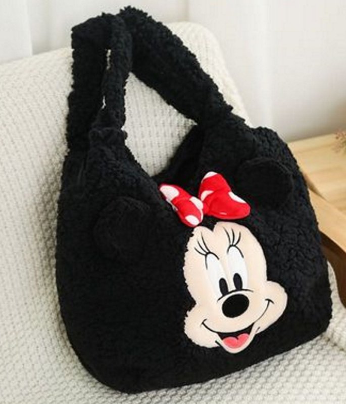画像2: Mickey Mouse & Minnie Mouse Fur Tote Bag handbag ミッキーマウス&ミニーマウスファートートバッグ (2)