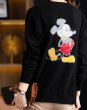 画像6: Women Mickey Mouse double-sided braided V-neck cardigan sweater　ミッキーマウスダブル編み込みVネックカーディガン セーター　 (6)