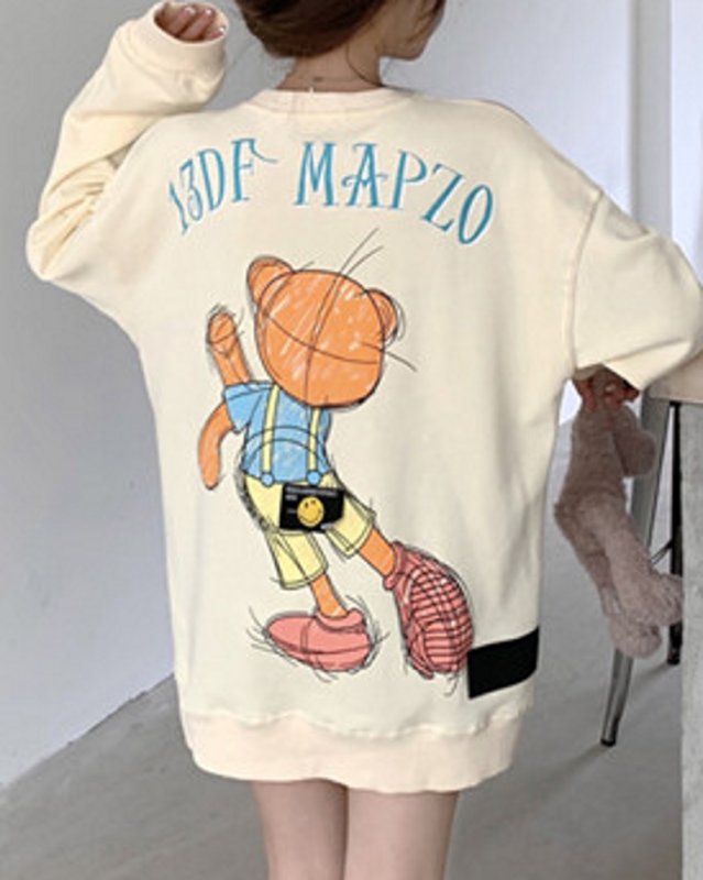 画像5: Unisex Graphic Double Paint Bear Sweat Pullover 男女兼用 ユニセックスグラフィックダブルペイントベア熊 スウェットプルオーバー トレーナー (5)