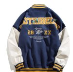 画像3: cloth PU stitching embroidery Baseball Jacket uniform jacket blouson ユニセックス 男女兼用 bee刺繍 スタジアムジャンパー スタジャン MA-1 ボンバー ジャケット ブルゾン (3)
