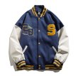 画像5: cloth PU stitching embroidery Baseball Jacket uniform jacket blouson ユニセックス 男女兼用 bee刺繍 スタジアムジャンパー スタジャン MA-1 ボンバー ジャケット ブルゾン (5)