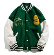 画像6: cloth PU stitching embroidery Baseball Jacket uniform jacket blouson ユニセックス 男女兼用 bee刺繍 スタジアムジャンパー スタジャン MA-1 ボンバー ジャケット ブルゾン (6)