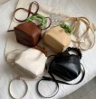 画像3: soft leather small bucket bag　ソフトレザーバケットハンドルギャザートートショルダーバッグ (3)