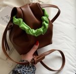 画像5: soft leather small bucket bag　ソフトレザーバケットハンドルギャザートートショルダーバッグ (5)