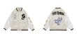 画像4: Unisex Pigeon back emblem Jumper Baseball Jacket uniform jacket blouson ユニセックス 男女兼用レザー ピジョンバックエンブレム スタジアムジャンパー スタジャン MA-1 ボンバー ジャケット ブルゾン (4)