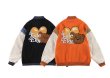 画像5: Unisex Hip hop Heart & Bear emblem embroidery Jumper Baseball Jacket uniform jacket blouson ユニセックス 男女兼用ヒップホップハート＆ベアエンブレム スタジアムジャンパー スタジャン MA-1 ボンバー ジャケット ブルゾン (5)