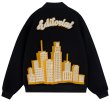 画像6: Unisex Hip hop Building mirror emblem embroidery Jumper Baseball Jacket uniform jacket blouson ユニセックス 男女兼用ヒップホップミラービルディングエンブレム スタジアムジャンパー スタジャン MA-1 ボンバー ジャケット ブルゾン (6)