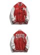 画像6: Unisex Hip hop Back alphabet letter logo emblem embroidery Jumper Baseball Jacket uniform jacket blouson ユニセックス 男女兼用ヒップホップハート＆ベアエンブレム スタジアムジャンパー スタジャン MA-1 ボンバー ジャケット ブルゾン (6)