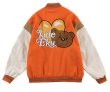 画像1: Unisex Hip hop Heart & Bear emblem embroidery Jumper Baseball Jacket uniform jacket blouson ユニセックス 男女兼用ヒップホップハート＆ベアエンブレム スタジアムジャンパー スタジャン MA-1 ボンバー ジャケット ブルゾン (1)