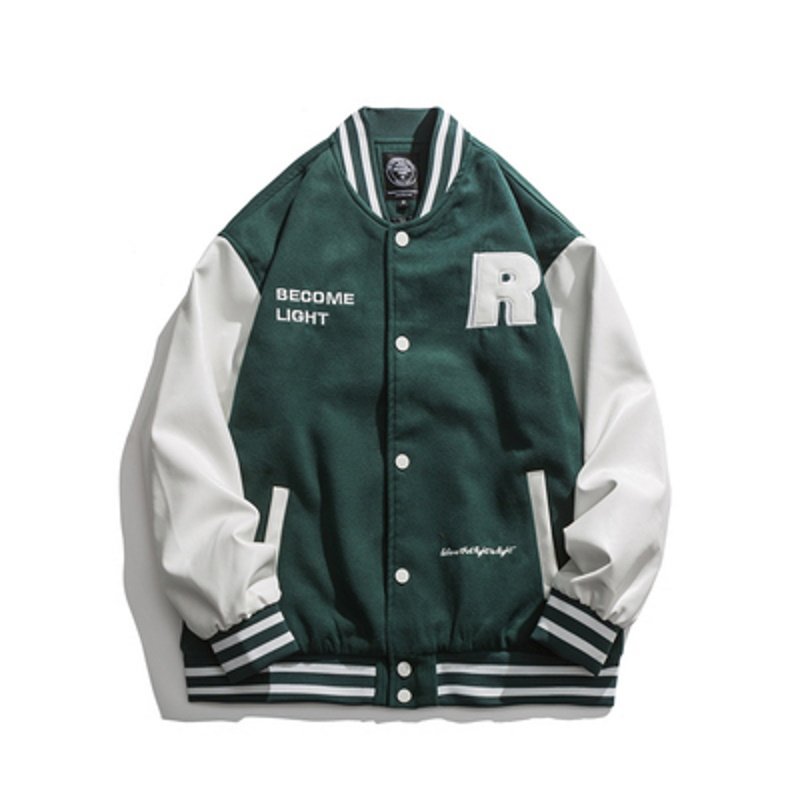 画像4: Unisex Hip hop Back alphabet letter logo emblem embroidery Jumper Baseball Jacket uniform jacket blouson ユニセックス 男女兼用ヒップホップハート&ベアエンブレム スタジアムジャンパー スタジャン MA-1 ボンバー ジャケット ブルゾン (4)