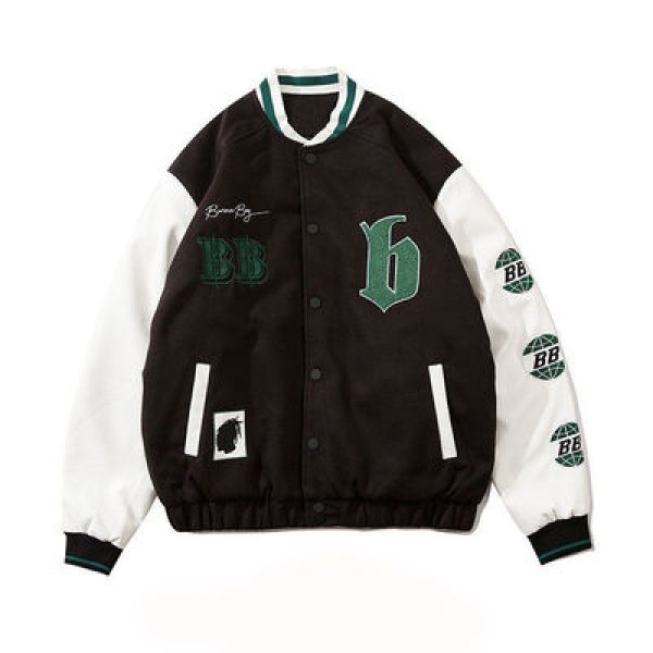 画像1: 21 New hit color hip-hop street style baseball uniform jacket  men and women Stadium jumper  ユニセックス 男女兼用BB刺繍スタジアムジャンパー  ジャケット  ブルゾン スタジャン ヒップホップ (1)