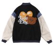 画像2: Unisex Hip hop Heart & Bear emblem embroidery Jumper Baseball Jacket uniform jacket blouson ユニセックス 男女兼用ヒップホップハート＆ベアエンブレム スタジアムジャンパー スタジャン MA-1 ボンバー ジャケット ブルゾン (2)