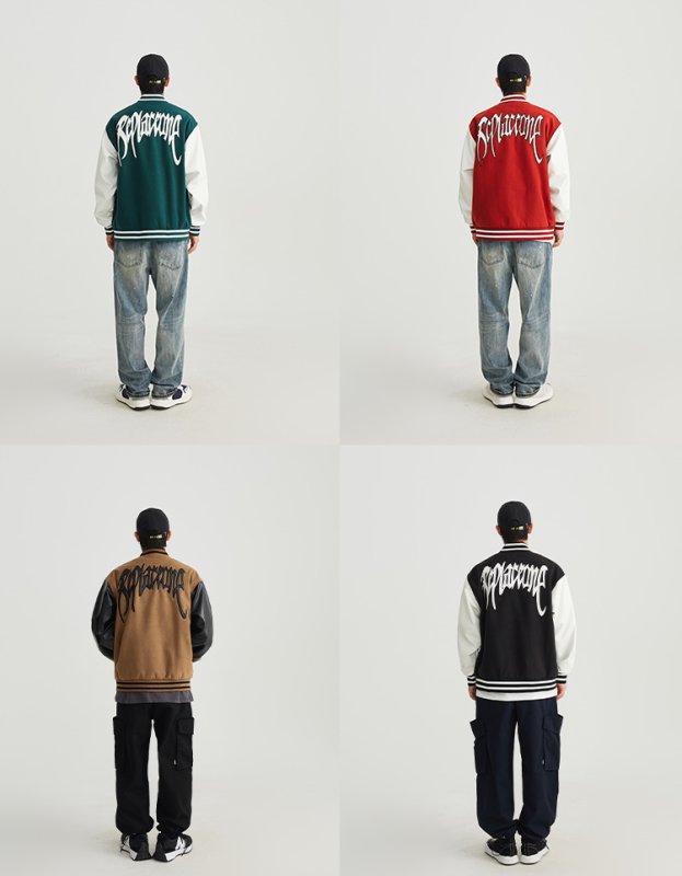 画像11: Unisex Hip hop Back alphabet letter logo emblem embroidery Jumper Baseball Jacket uniform jacket blouson ユニセックス 男女兼用ヒップホップハート&ベアエンブレム スタジアムジャンパー スタジャン MA-1 ボンバー ジャケット ブルゾン (11)
