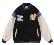 画像4: Unisex Hip hop Heart & Bear emblem embroidery Jumper Baseball Jacket uniform jacket blouson ユニセックス 男女兼用ヒップホップハート＆ベアエンブレム スタジアムジャンパー スタジャン MA-1 ボンバー ジャケット ブルゾン (4)