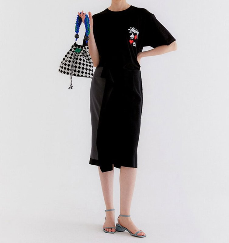 画像3: Checkered pattern & animal patternsingle shoulder bucket tote shoulder handbag  ダミエ市松模様&アニマルプリントトート ショルダーバッグ (3)