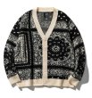 画像6: Unisex Paisley print V-neck cardigan sweater　男女兼用  ユニセックスペイズリー バンダナ柄 プリントVネックカーディガン セーター (6)