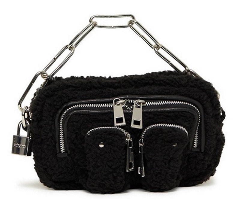 画像2: plush underarm chain small bag ファーチェーンショルダーストラップトート ショルダーミニバッグ (2)