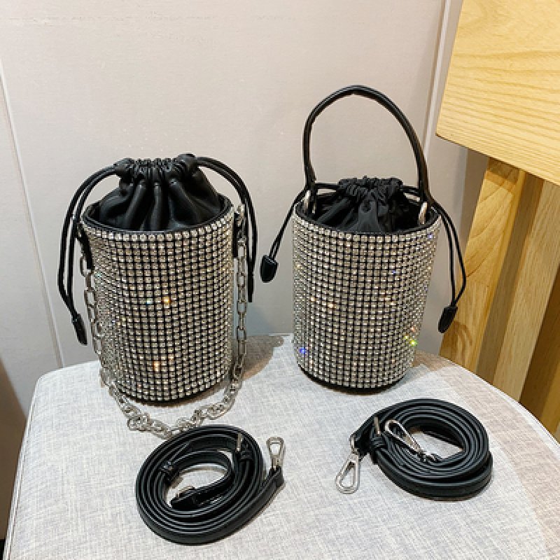 画像3: Rhinestone Mini Bucket Bag ラインストーンミニバケットトートショルダーバッグ (3)