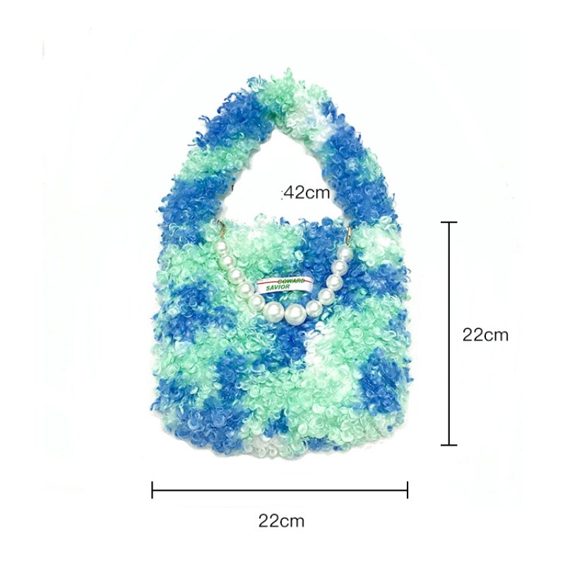 画像7: Pearl handle fur tote bag handbag パールハンドルモコモコファートート バッグ (7)