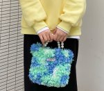 画像5: Pearl handle fur tote bag handbag　パールハンドルモコモコファートート バッグ (5)