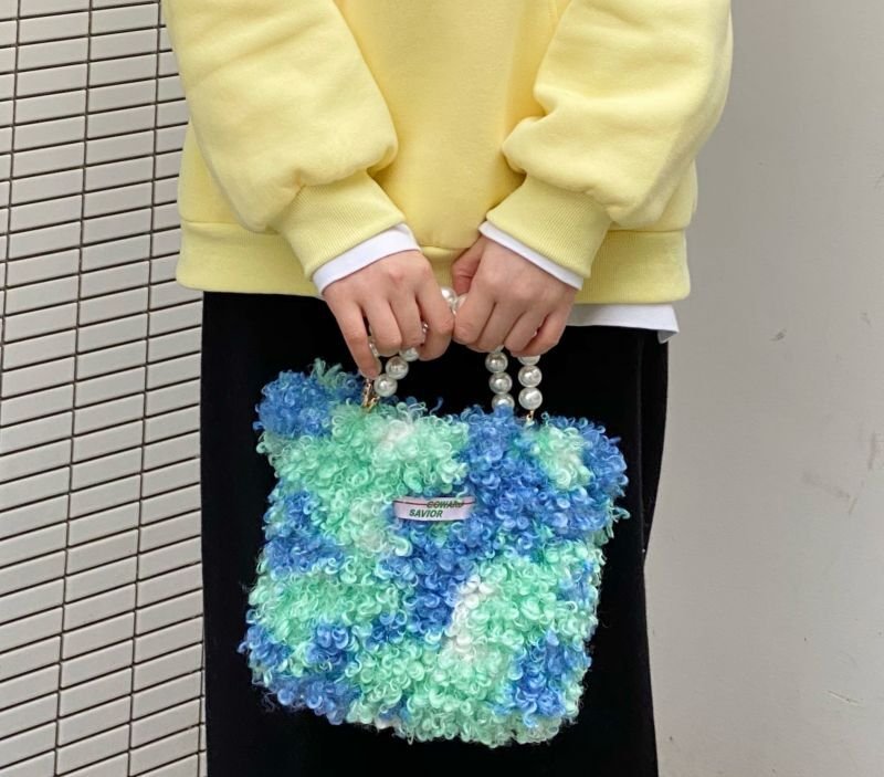 画像5: Pearl handle fur tote bag handbag パールハンドルモコモコファートート バッグ (5)