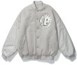 画像4: flocking printed leather sleeveBASEBALL JACKET baseball uniform jacket blouson ユニセックス 男女兼用 サークルP スタジアムジャンパー スタジャン MA-1 ボンバー ジャケット ブルゾン (4)