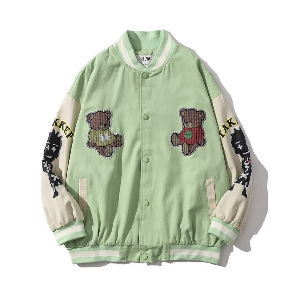 画像1: Wentin Baby bear BASEBALL JACKET baseball uniform jacket blouson ユニセックス 男女兼用 ウェンティン ベビーベア熊 スタジアムジャンパー スタジャン MA-1 ボンバー ジャケット ブルゾン (1)