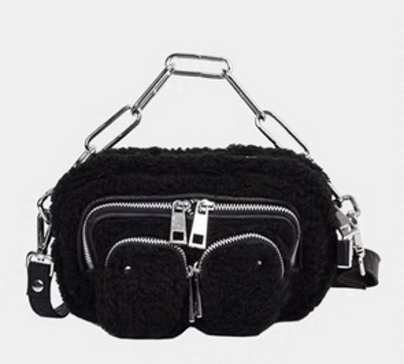 画像8: plush underarm chain small bag ファーチェーンショルダーストラップトート ショルダーミニバッグ (8)