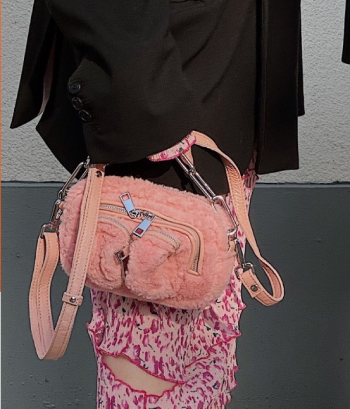 画像4: plush underarm chain small bag ファーチェーンショルダーストラップトート ショルダーミニバッグ (4)