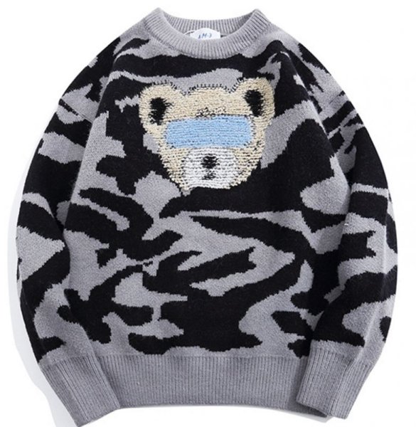 画像1: Unisex Blindfold bear Knit  sweater 　男女兼用  ユニセックス目隠しベア 熊セーター (1)
