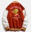 画像2: French fries emblem BASEBALL JACKET baseball uniform jacket blouson ユニセックス 男女兼用 フライドポテトエンブレム スタジアムジャンパー スタジャン MA-1 ボンバー ジャケット ブルゾン (2)