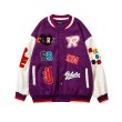 画像2: Letter & number logo emblem BASEBALL JACKET baseball uniform jacket blouson ユニセックス 男女兼用レター&ナンバーエンブレムヒップホップ スタジアムジャンパー スタジャン MA-1 ボンバー ジャケット ブルゾン (2)