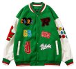 画像1: Letter & number logo emblem BASEBALL JACKET baseball uniform jacket blouson ユニセックス 男女兼用レター&ナンバーエンブレムヒップホップ スタジアムジャンパー スタジャン MA-1 ボンバー ジャケット ブルゾン (1)