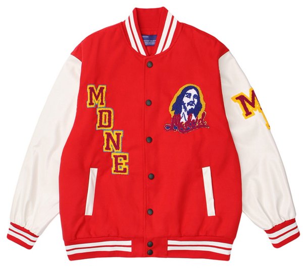 画像1: Jesus Christ Emblem BASEBALL JACKET baseball uniform jacket blouson ユニセックス 男女兼用ヒップホップジーザスエンブレム スタジアムジャンパー スタジャン MA-1 ボンバー ジャケット ブルゾン (1)