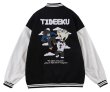 画像1: tideeku character emblem BASEBALL JACKET baseball uniform jacket blouson ユニセックス 男女兼用ヒップホップキャラクターエンブレム スタジアムジャンパー スタジャン MA-1 ボンバー ジャケット ブルゾン (1)