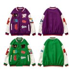 画像5: Letter & number logo emblem BASEBALL JACKET baseball uniform jacket blouson ユニセックス 男女兼用レター&ナンバーエンブレムヒップホップ スタジアムジャンパー スタジャン MA-1 ボンバー ジャケット ブルゾン (5)