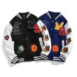 画像6: Sun & flame emblem BASEBALL JACKET baseball uniform jacket blouson ユニセックス 男女兼用太陽＆炎エンブレム スタジアムジャンパー スタジャン MA-1 ボンバー ジャケット ブルゾン (6)