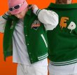 画像4: Maison Emerald Rose emblem BASEBALL JACKET baseball uniform jacket blouson ユニセックス 男女兼用メゾンエメラルドローズ＆レターエンブレム ヒップホップ スタジアムジャンパー スタジャン MA-1 ボンバー ジャケット ブルゾン (4)