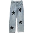 画像1: Unisex men's Star denim pants Jeans pants  ユニセックス男女兼用 ダメージライトニングスター 星 デニム パンツ ジーンズ (1)