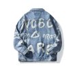 画像2: alphabet letter paint denim G Jean jacket Denim Jacket 　ユニセッ クス男女兼用アルファベットレターペイント デニム Gジャン ジャケット (2)