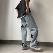 画像3: Unisex men's Star denim pants Jeans pants  ユニセックス男女兼用 ダメージライトニングスター 星 デニム パンツ ジーンズ (3)