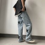 画像3: Unisex men's Star denim pants Jeans pants  ユニセックス男女兼用 ダメージライトニングスター 星 デニム パンツ ジーンズ (3)