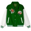 画像1: Maison Emerald Rose emblem BASEBALL JACKET baseball uniform jacket blouson ユニセックス 男女兼用メゾンエメラルドローズ＆レターエンブレム ヒップホップ スタジアムジャンパー スタジャン MA-1 ボンバー ジャケット ブルゾン (1)