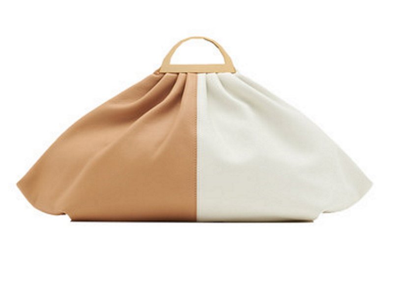 画像5: fan-shaped Leather clutch Tote Shoulder Bag レザー扇型トート クラッチバッグ   (5)