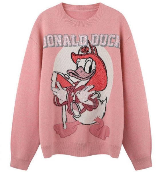 画像1: Donald Duck Crochet Sweater　ドナルドダック編み込みセーター (1)