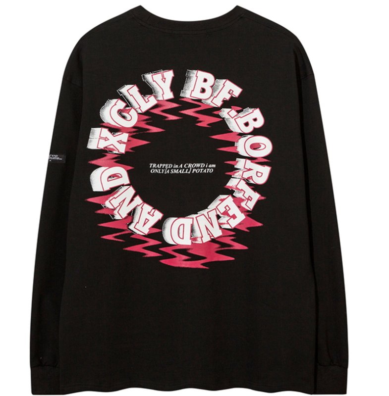 画像1: Unisex Circle letter sweatshirt 　男女兼用  ユニセックス  サークルレター 長袖スウェット トレーナー (1)