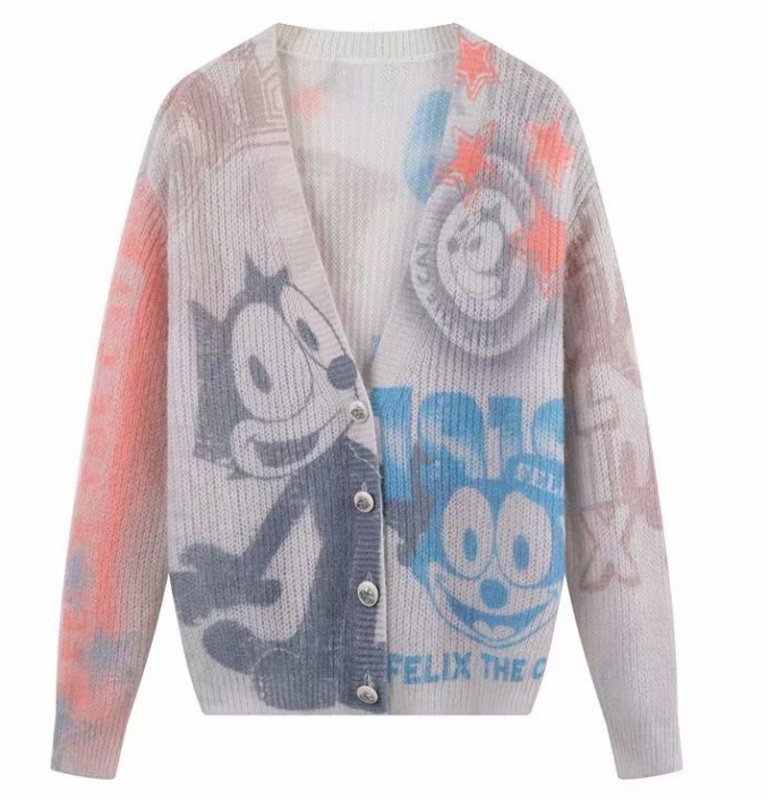 画像1: Felix cat V-neck cardigan Sweater　フェリックス 猫Vネックカーディガン セーター (1)