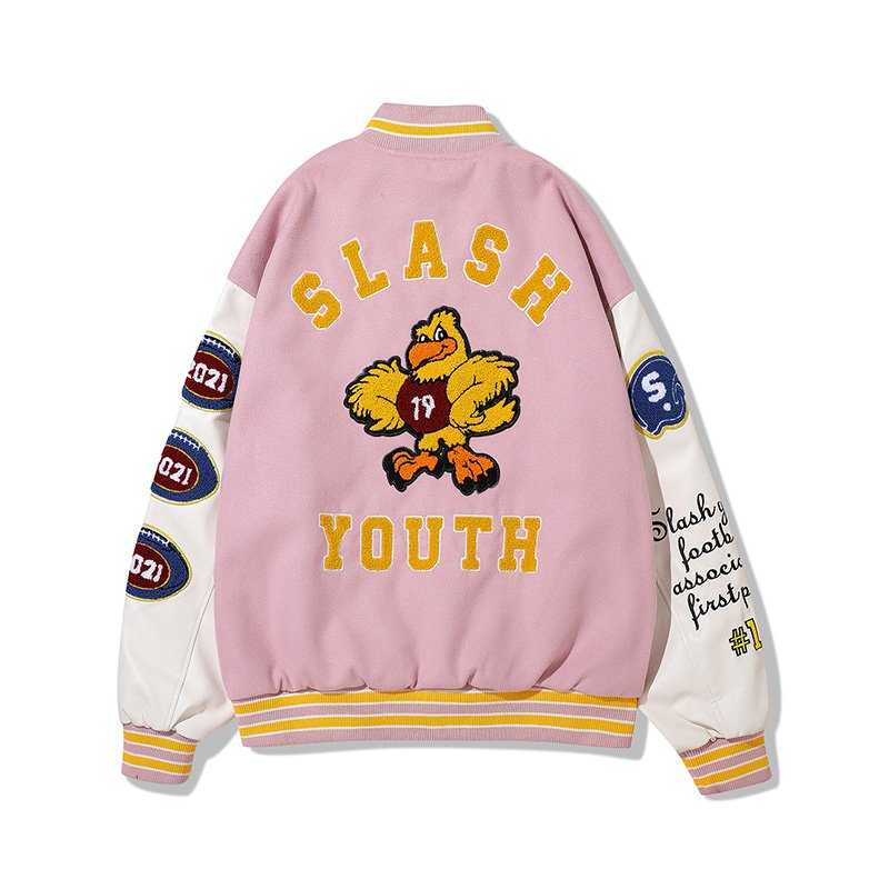 画像4: SLASH bird emblem BASEBALL JACKET baseball uniform jacket blouson ユニセックス 男女兼用vibeバードエンブレムヒップホップ スタジアムジャンパー スタジャン MA-1 ボンバー ジャケット ブルゾン (4)