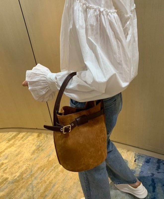 画像7: frosted leather Tote Shoulder Bag ワンショルダーレザーバケットトート  ショルダー バッグ   (7)